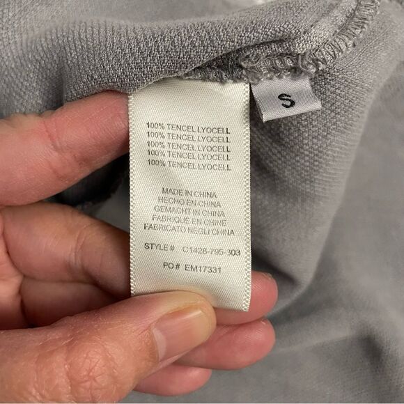 ANTHROPOLOGIE CLOTH & STONE TENCEL V NECK SHIFT DRESS, raw hem‎ gray sz small - Picture 7 of 10